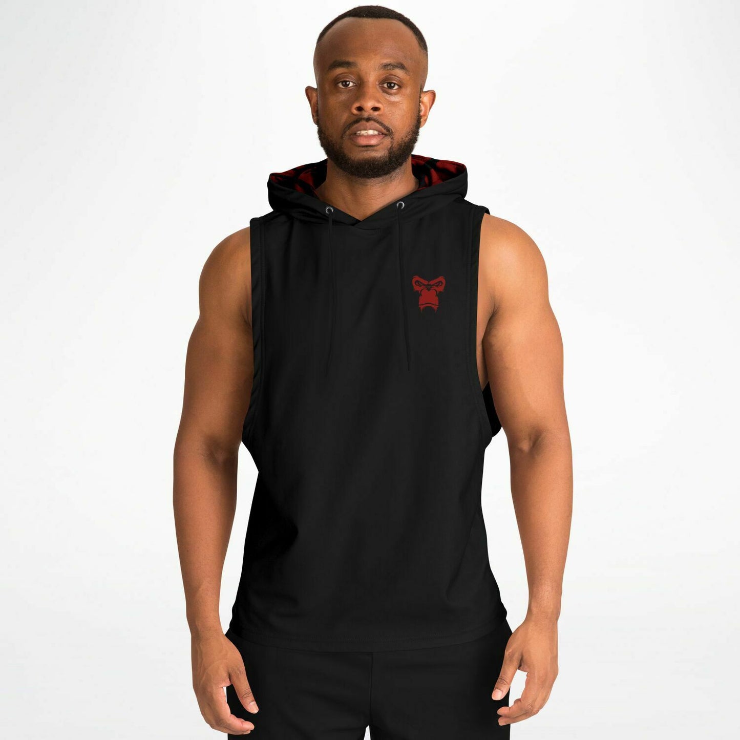 SB Mentality Fashion Drop Armhole Hoodie - Black & Dark Red