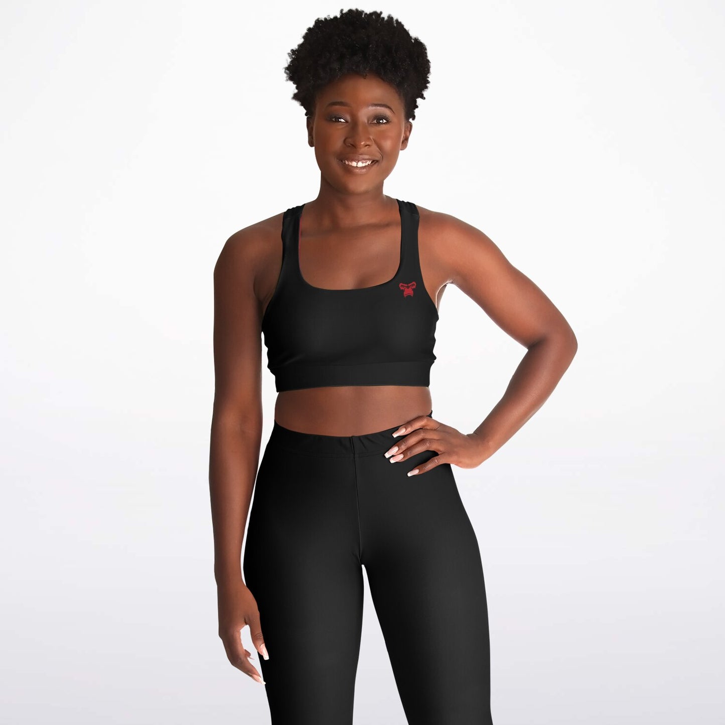 Padded Sports Bra - Black & Red