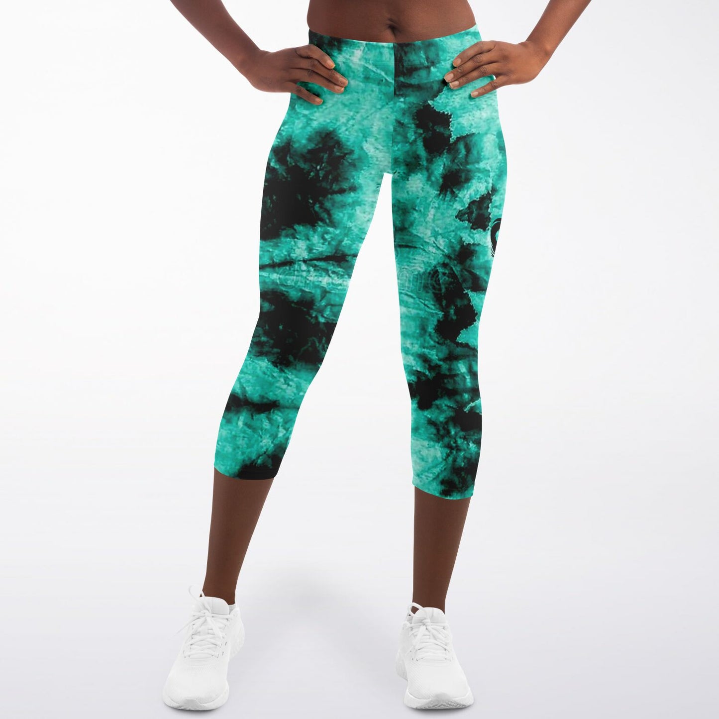 Cropped Leggings - Aqua Green Tie Dye
