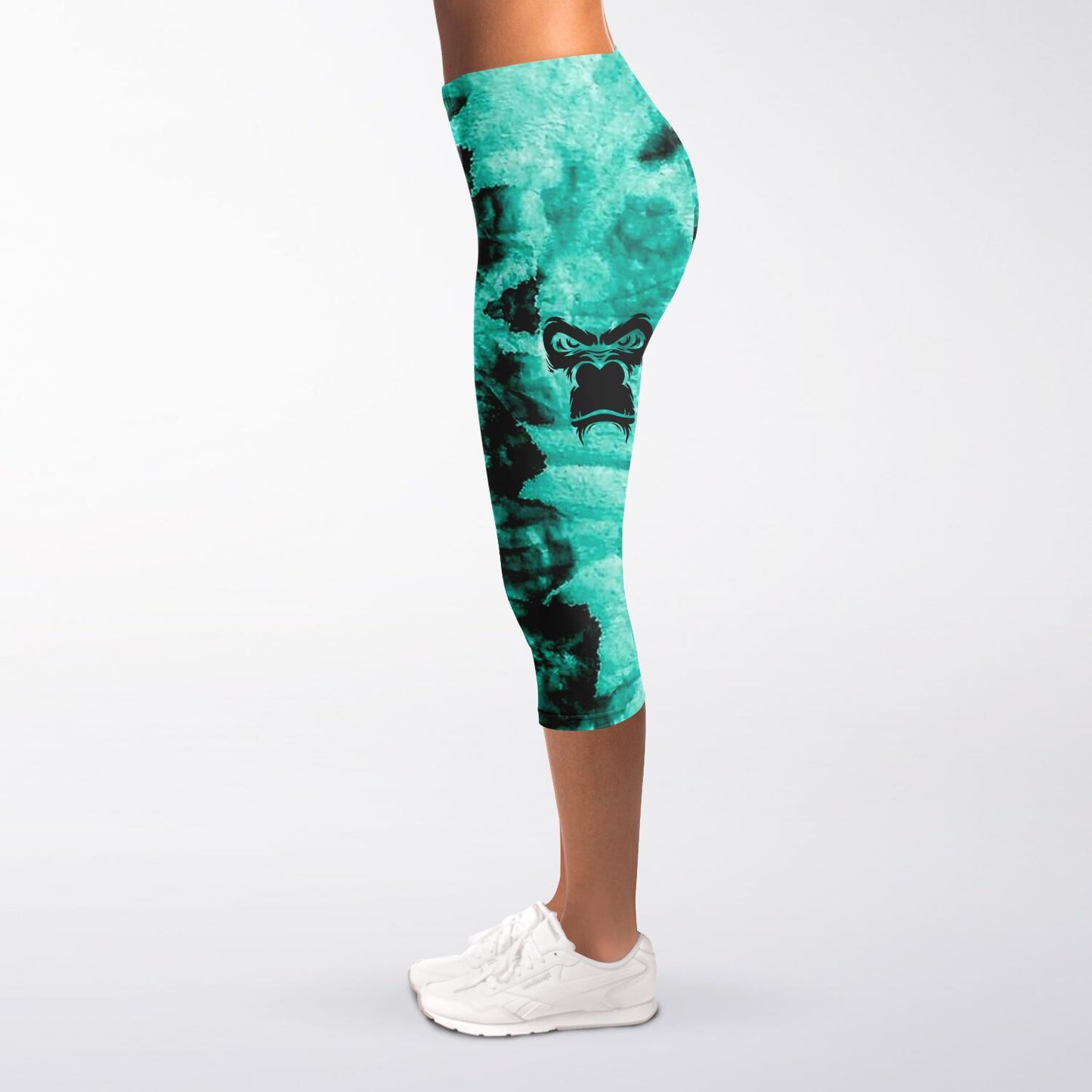 Cropped Leggings - Aqua Green Tie Dye