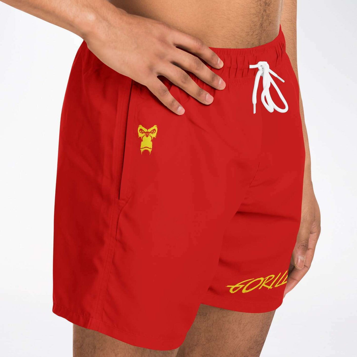 SB Mentality Premium Swim Trunks (Red/Yellow) Gorilla Watch Edition