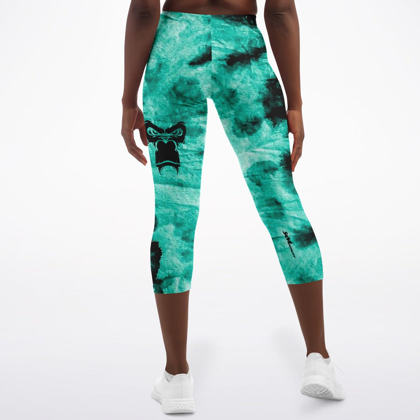 Cropped Leggings - Aqua Green Tie Dye