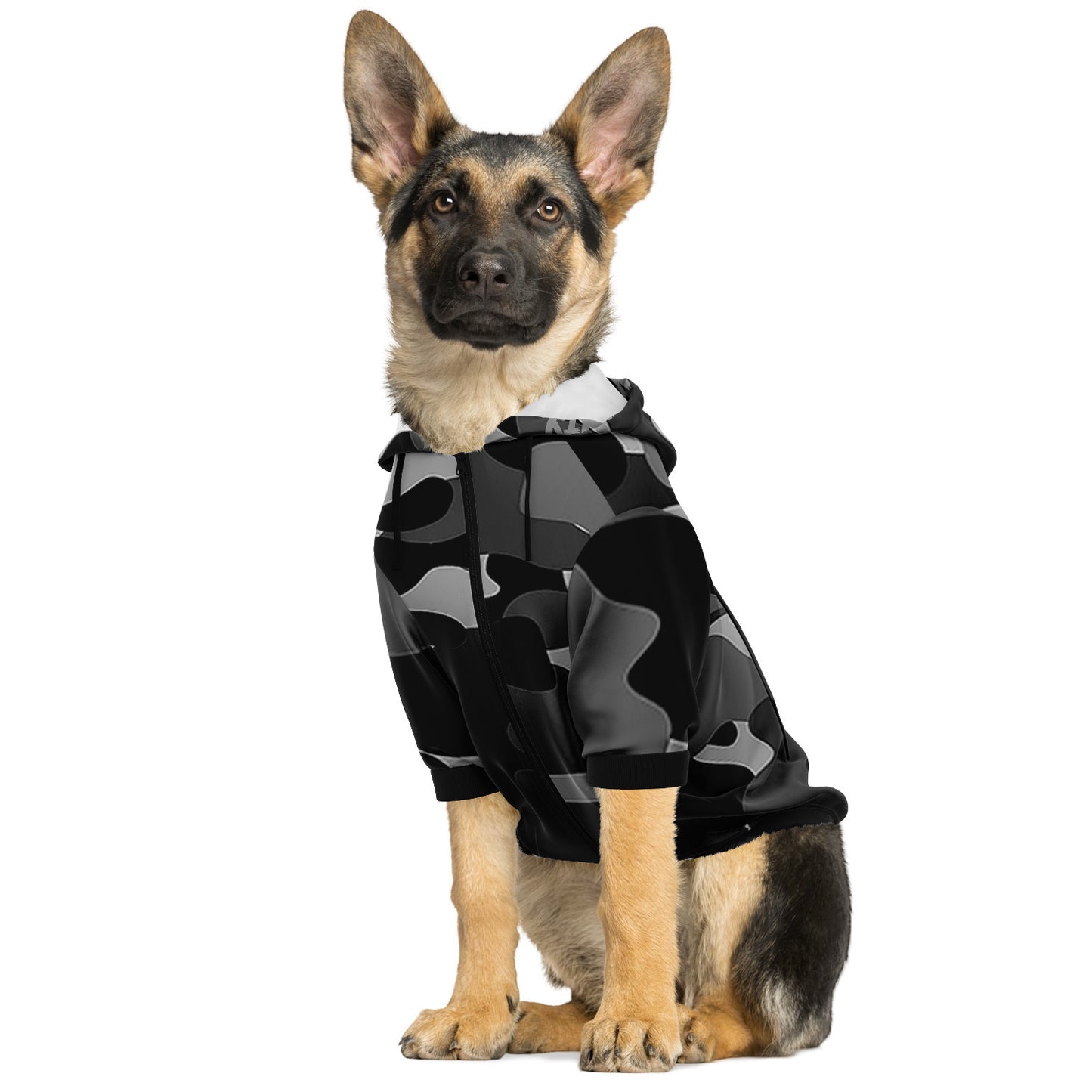 SB Mentality Premium Athletic Doggy Zip Up Hoodie (Black Camouflage/Light Grey)