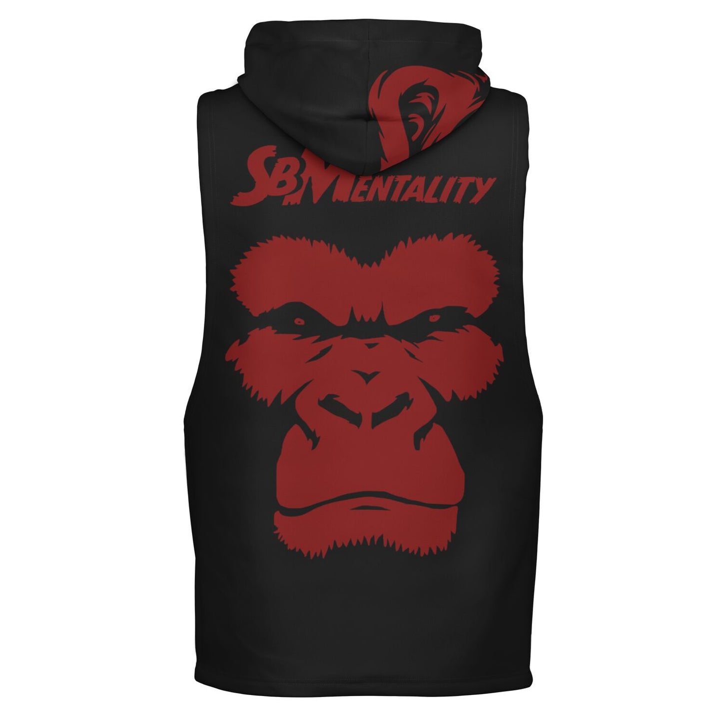 SB Mentality Fashion Drop Armhole Hoodie - Black & Dark Red