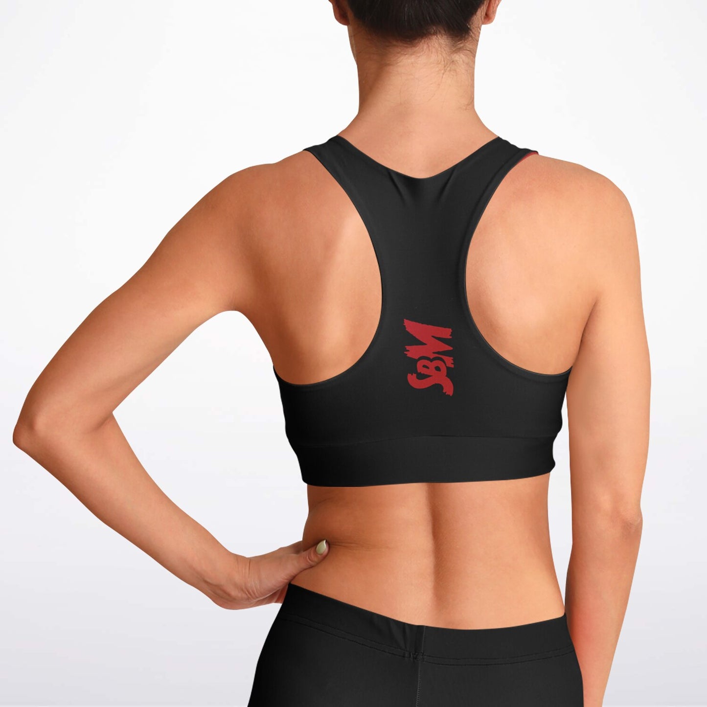 Padded Sports Bra - Black & Red