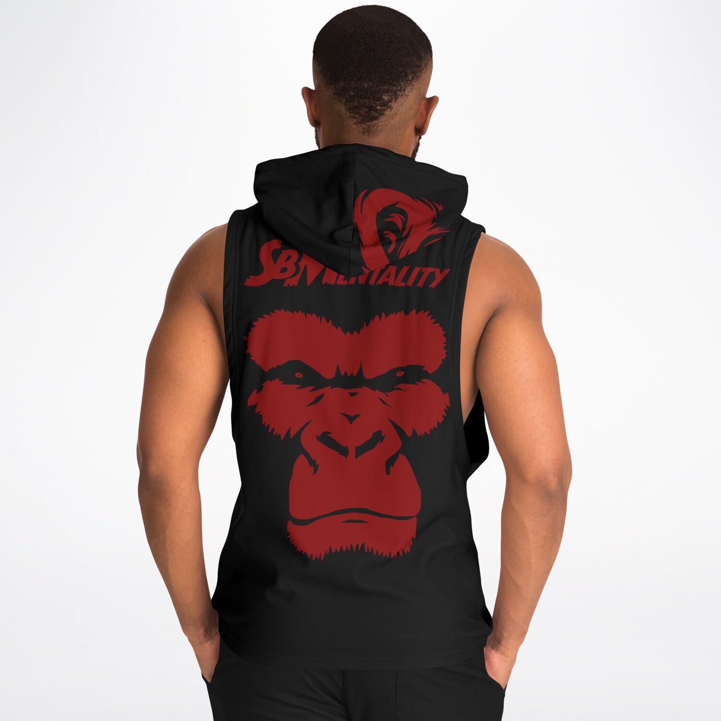 SB Mentality Fashion Drop Armhole Hoodie - Black & Dark Red