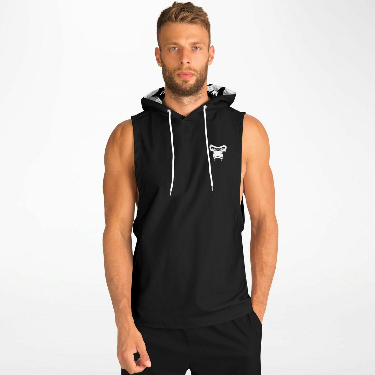 SB Mentality Fashion Drop Armhole Hoodie - Black & White
