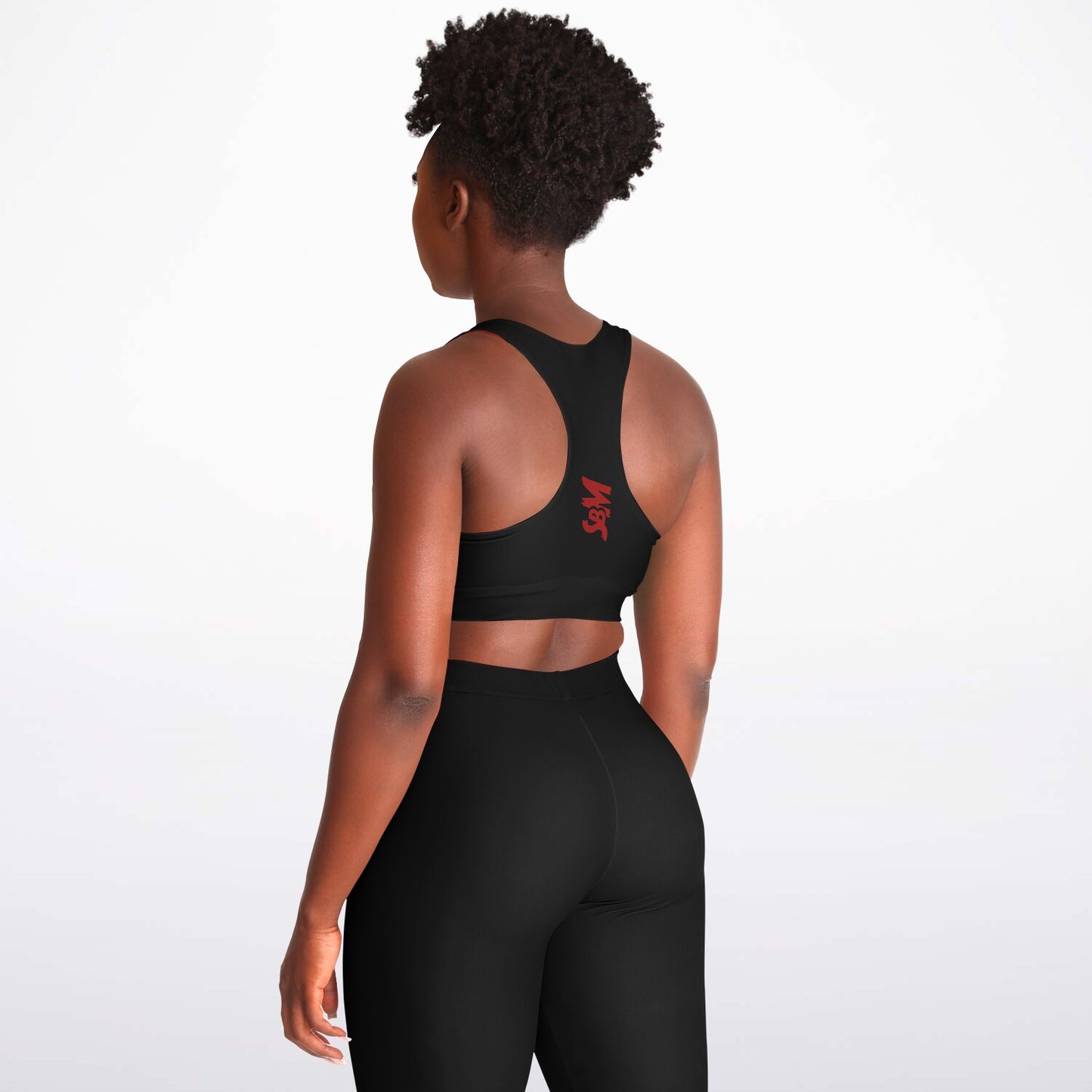 Padded Sports Bra - Black & Red