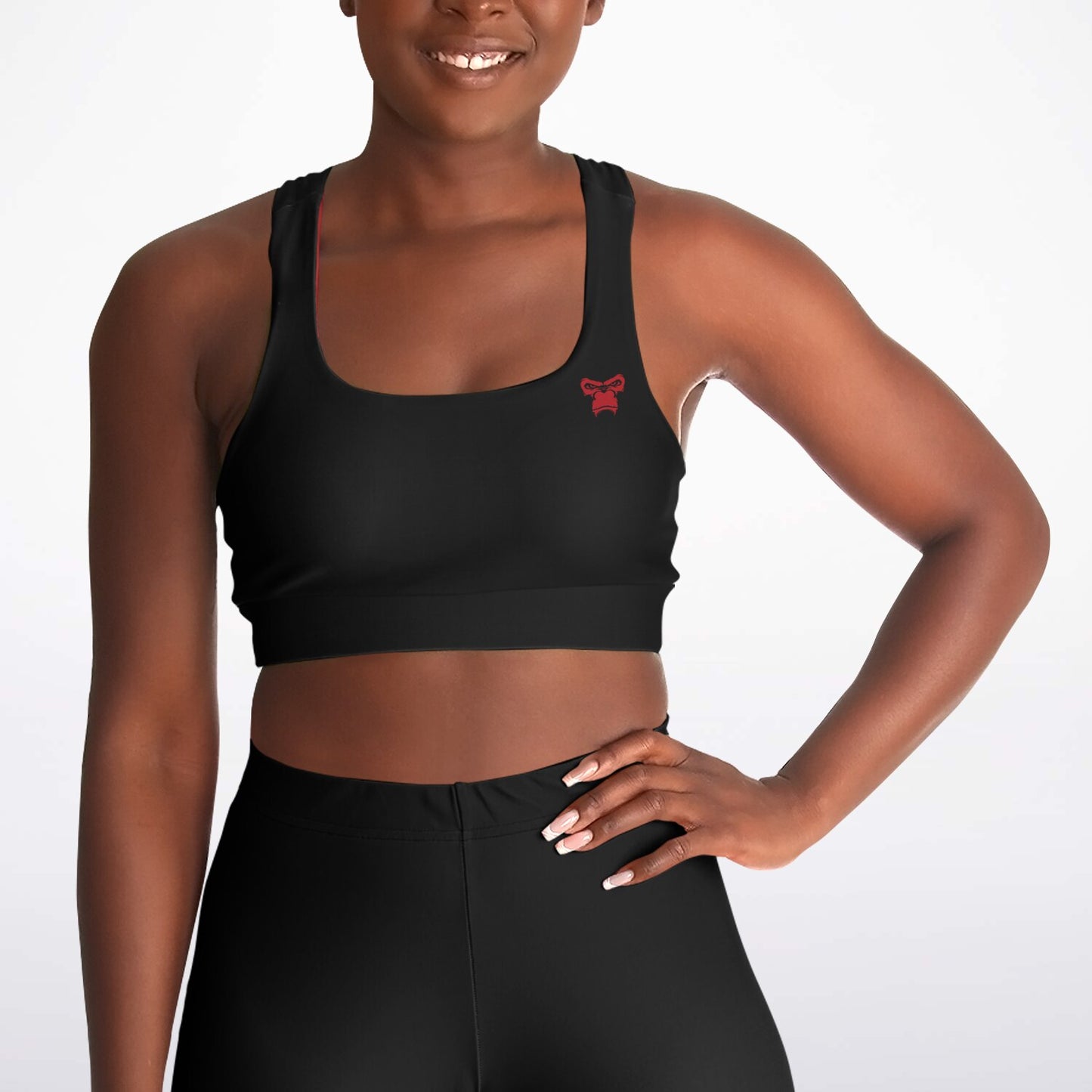 Padded Sports Bra - Black & Red