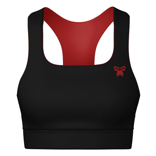 Padded Sports Bra - Black & Red