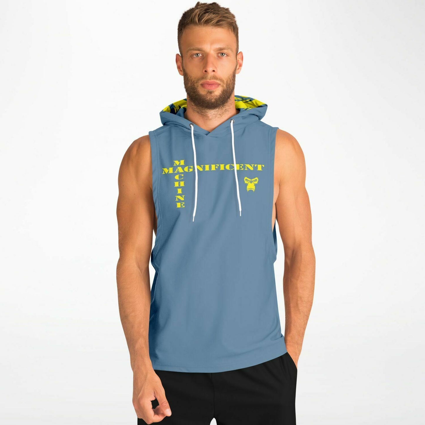 Sb Mentality Fashion Drop Armhole Hoodie - Navy & Yellow