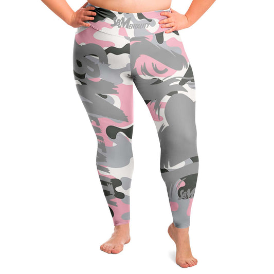 SB Mentality Premium Plus Size Leggings (Pink Camouflage)