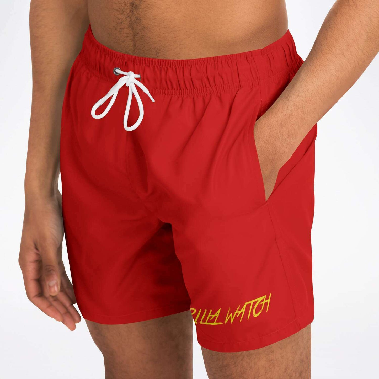 SB Mentality Premium Swim Trunks (Red/Yellow) Gorilla Watch Edition