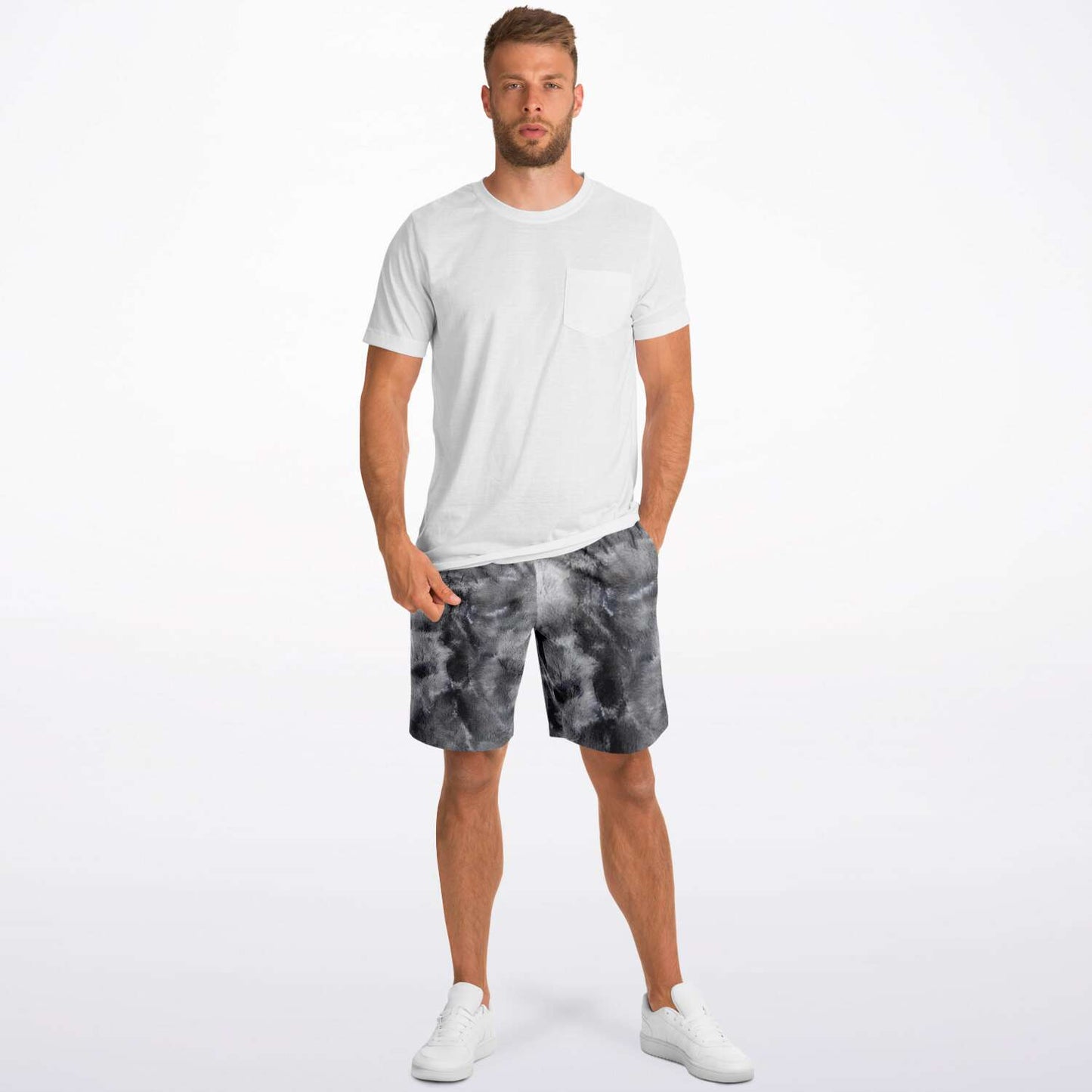 Black/Grey Tie Dye Long Shorts