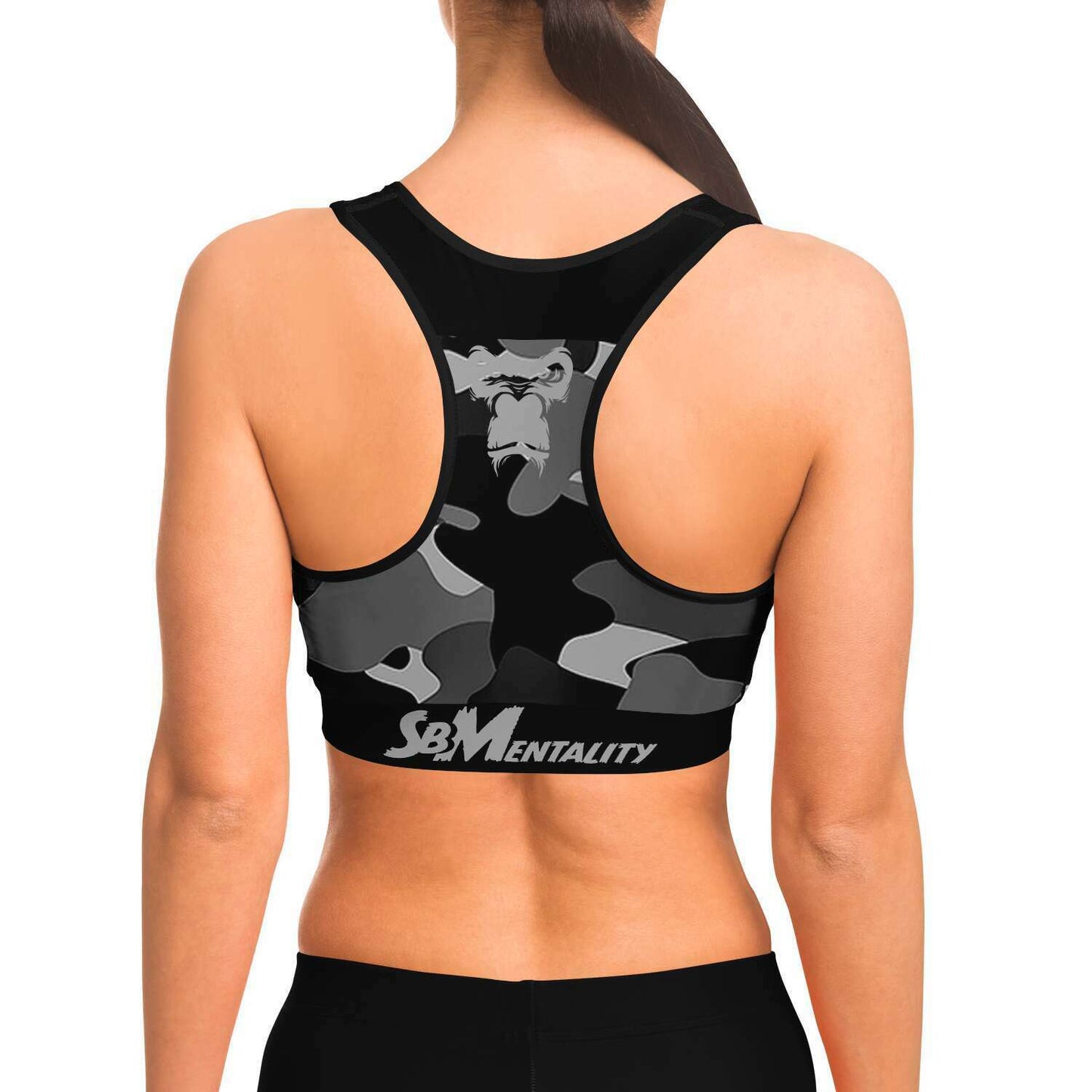 SB Mentality Premium Sports Bra (Black Camouflage/ Light Grey)